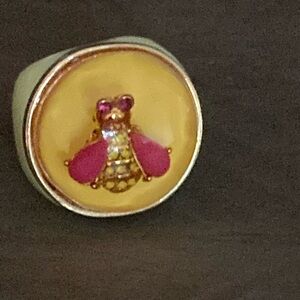 Yellow and Pink Bee Ring size 8